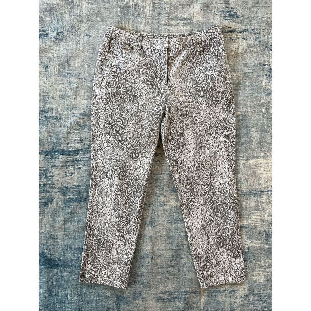 Ruby Rd Gray Snake Print Cropped Denim Jeans Size 10